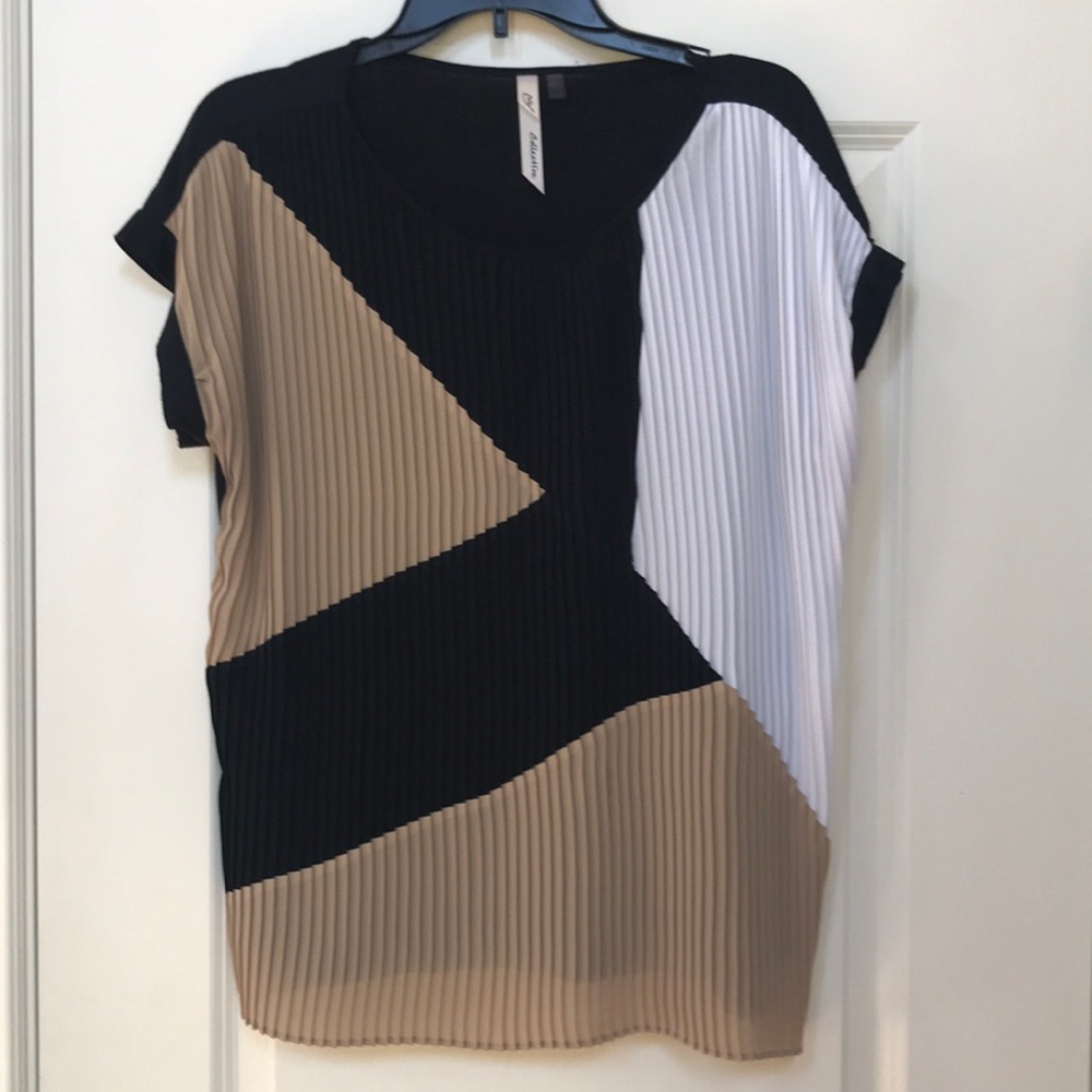 NY Collection shoulder sleeve pleated top Sz L (Sku 91)